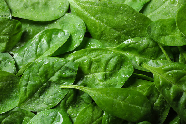 Fresh green healthy spinach as background, closeup - Фото, изображение