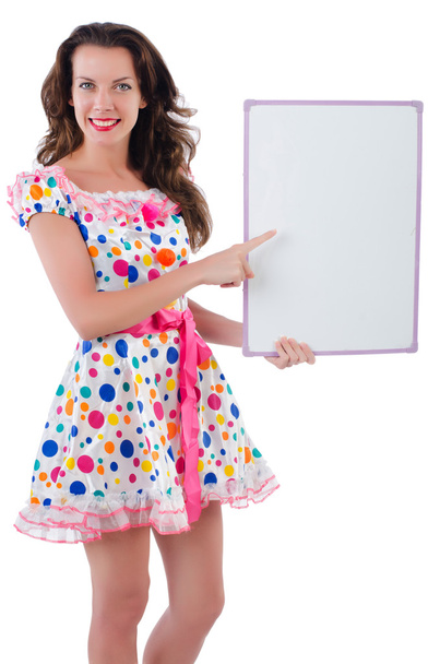 Young woman with blank poster - Foto, Bild