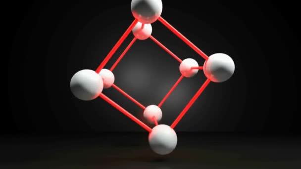 Estructura cúbica con esferas blancas conectadas por conexiones de luz roja - Representación 3D videoclip
 - Metraje, vídeo