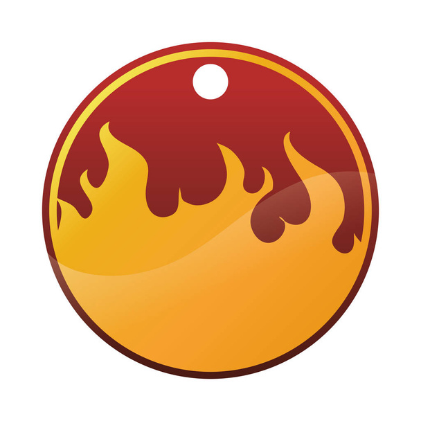 circulaire tag met brand vlam vector illustratie - Vector, afbeelding