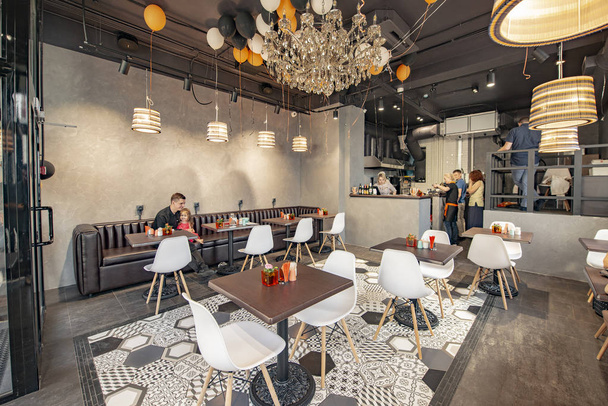 MOSCOW/RUSSIA- AUGUST 26 2019 open a small cafe with modern design in the center of Moscow - Photo, image