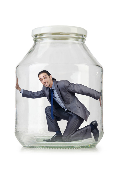 Joven hombre de negocios en frasco de vidrio
 - Foto, Imagen