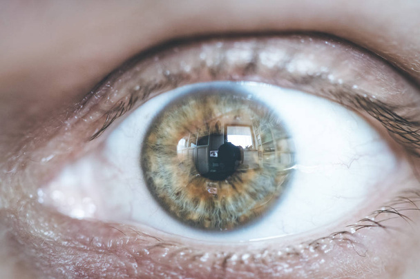 close up of human eye on background - Fotoğraf, Görsel