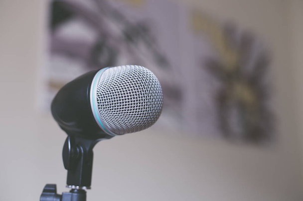Close up of microphone object on background - Photo, image