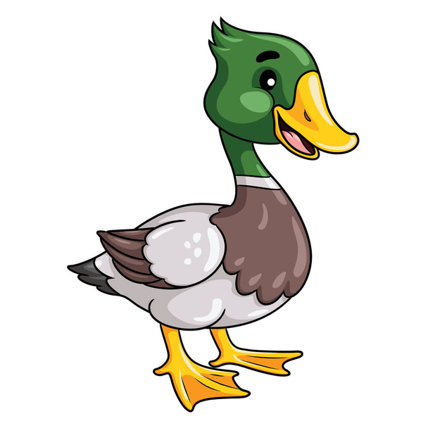 Illustration of cute cartoon duck. - Vector, Image