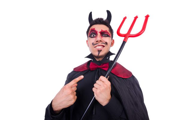 Homme en costume de diable dans le concept d'Halloween - Photo, image
