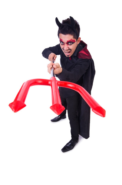 Człowiek w kostiumie diabła w koncepcji halloween - Zdjęcie, obraz