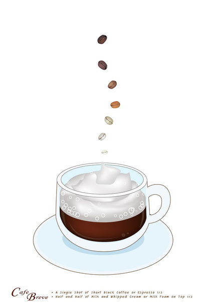 A Cup of Cafe Breve with Whipped Cream - Vector, Image