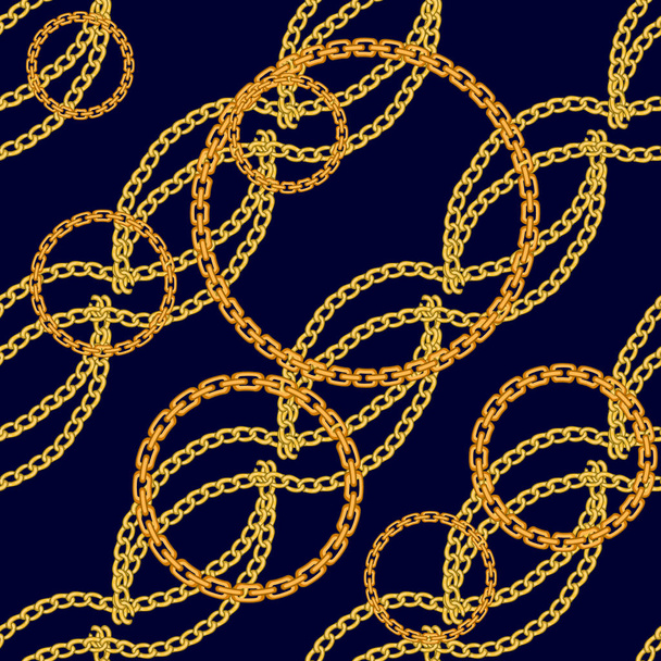 Seamless pattern with golden chains and cords. - Vettoriali, immagini