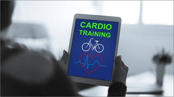 Concept d'entraînement cardio sur tablette
 - Photo, image