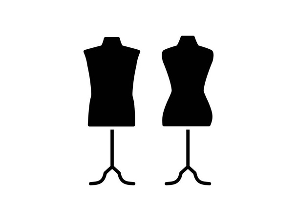 ベーススタンド付き男性&女性のドレスメイキングマネキン。タイのサイン - ベクター画像
