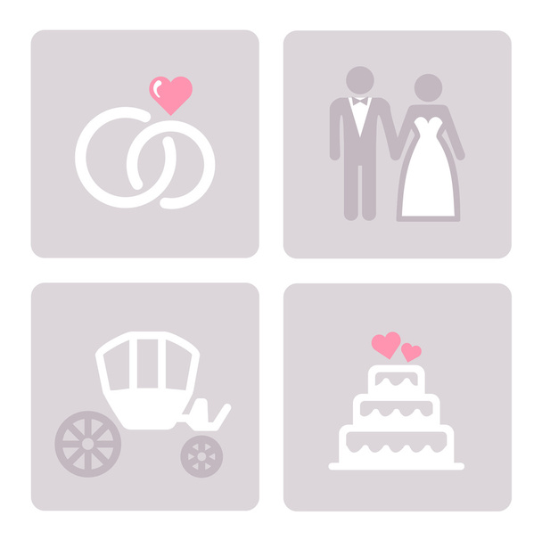 Hochzeit, Braut und Bräutigam - Web-Ikonen gesetzt. - Vektor, Bild