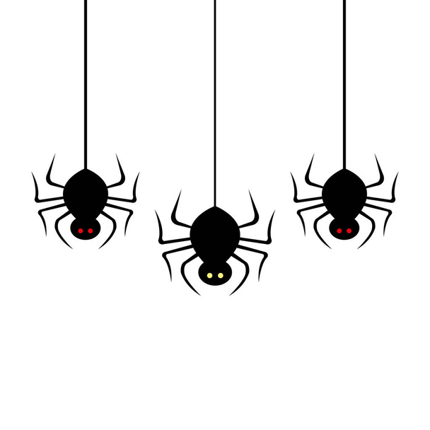 spiders hanging for halloween isolated icon - Vector, Image