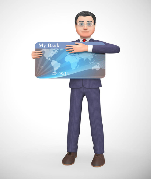 ビジネスクレジットカードの支払いアイコンは、貿易金融を示しています - 3D illu - 写真・画像