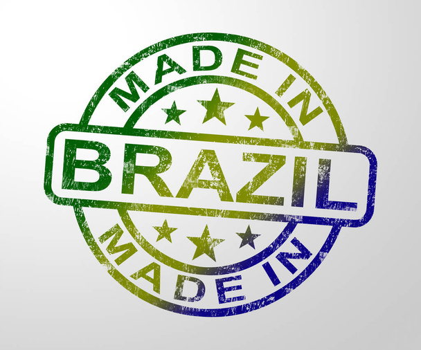 Made in Brazil stamp shows products produced or fabricated in Br - Photo, Image