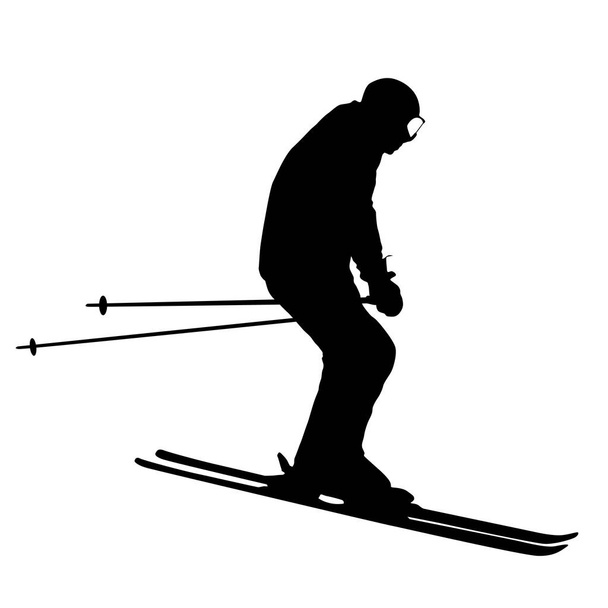 Horská lyžař svištět po svahu sportovní silueta - Vektor, obrázek
