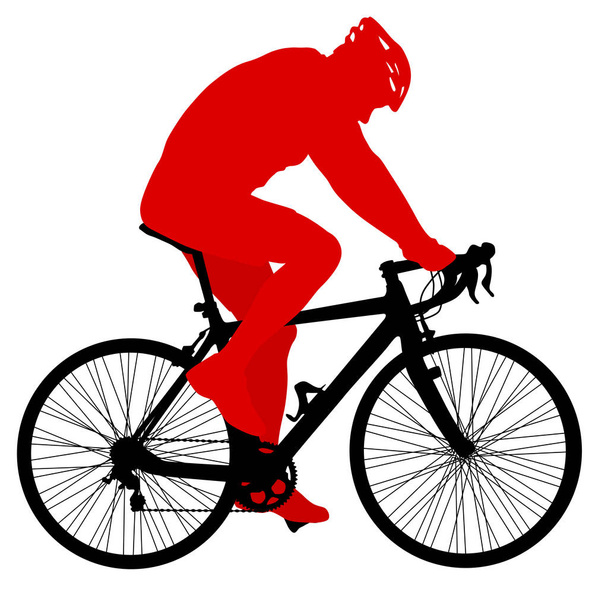 Beyaz zemin üzerinde bir bisikletçi erkek silüeti - Vektör, Görsel