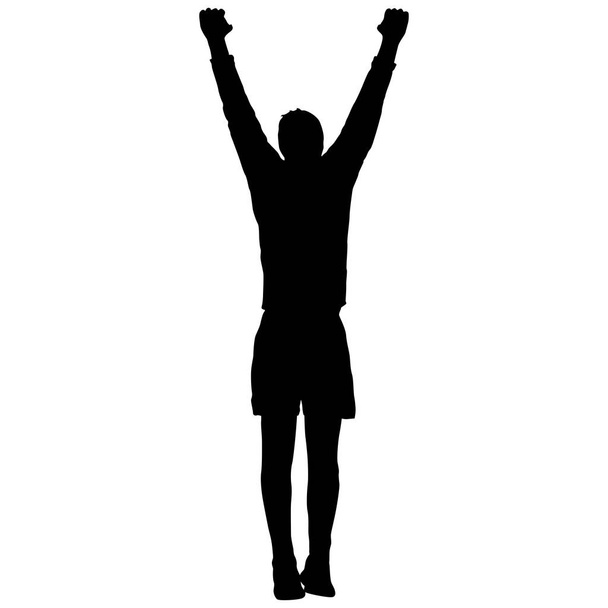 Silhouette of an acrobat standing on hands, on a white background - Vector, Image