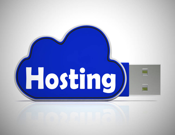 Hosting fogalmak ikon azt jelenti, Web Host vagy internetes oldal-3D illus - Fotó, kép