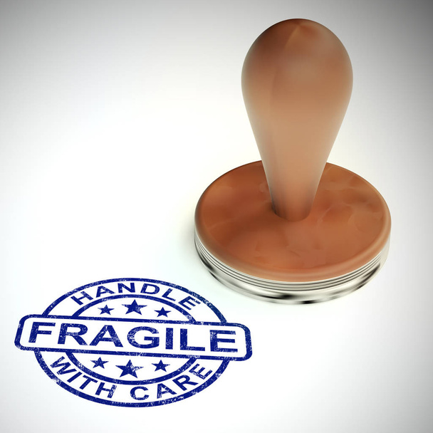 Fragile stamp means handle with care and be careful - 3d illustr - Photo, Image