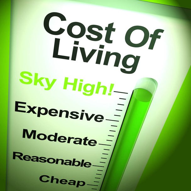 Un thermomètre à coût de la vie élevé montre une augmentation des dépenses de vie
 - Photo, image