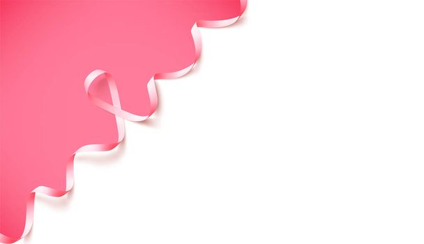 Шаблон плаката с реалистичной розовой лентой. В октябре пройдет национальный месячник по повышению осведомленности о маммографах. Вектор
. - Вектор,изображение