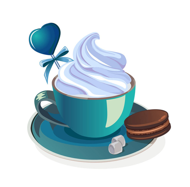 hermoso cappuccino vector decorado con dulces sobre un fondo blanco
 - Vector, imagen