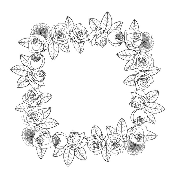 Estilo garabato dibujado a mano rosa flores corona. diseño floral eleme
 - Vector, imagen