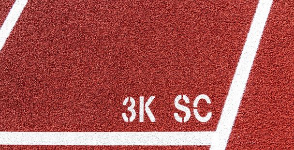 3000 mètres steeplechase départ ling sur une piste rouge
 - Photo, image