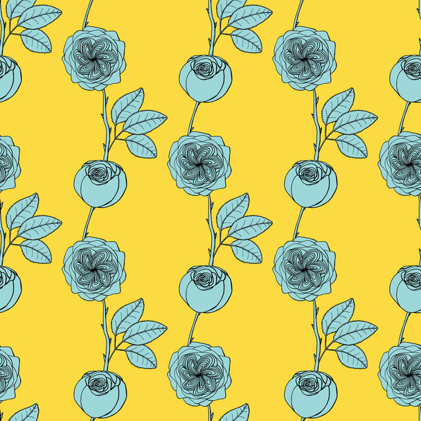 ジュリエットガーデンローズフラワー、自然の花とシームレスなパターン  - ベクター画像