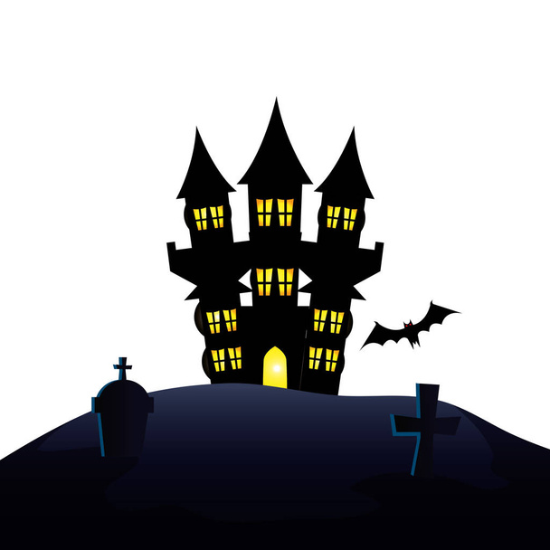 kummituslinna halloween hautausmaalla
 - Vektori, kuva