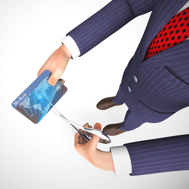 Обрізання кредитної картки на недійсні витрати та зупинка боргу - 3d
  - Фото, зображення