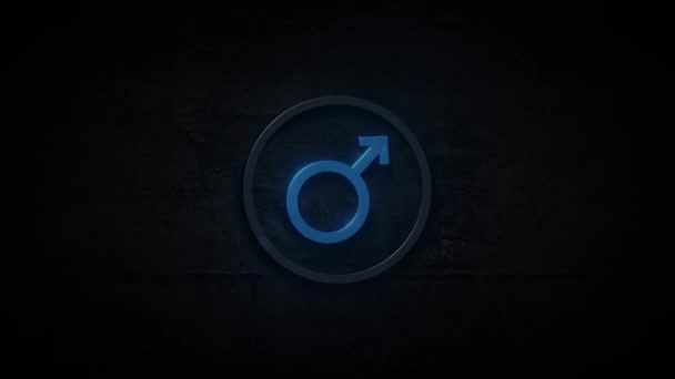 Neon Male Female Logo Background / 4k animation of an abstract glowing background with neon male and female logo icon blinking
 - Кадры, видео
