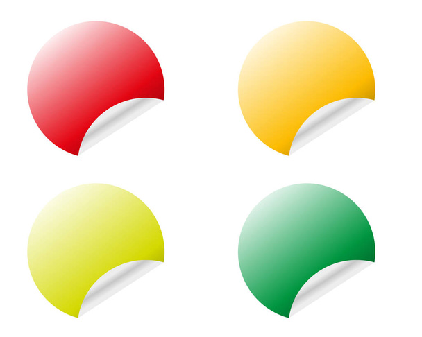 Autocollants ronds de couleur avec gabarit vectoriel bord bouclé isolé sur fond blanc
. - Vecteur, image