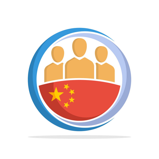 Ícone ilustrado com o conceito da comunidade nacional de chineses
 - Vetor, Imagem