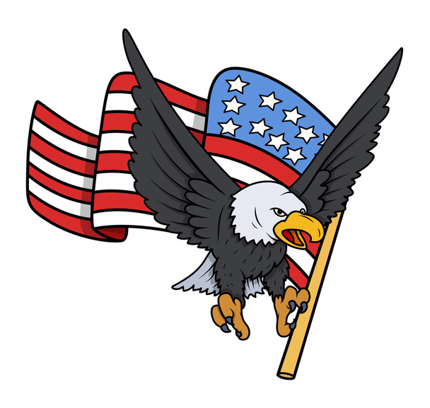 アメリカ国旗 - 愛国的なベクトルの白頭ワシ - ベクター画像