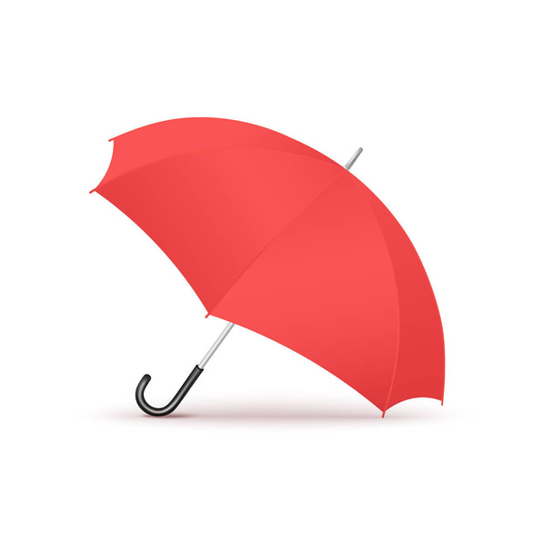 Colorful red realistic open umbrella isolated on white background - Διάνυσμα, εικόνα