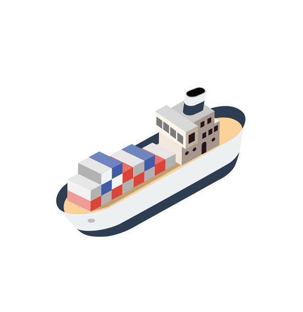 Isometrisch schip containerschip - Vector, afbeelding