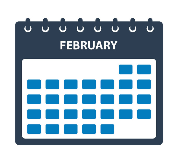 February Calendar Icon. Flat style vector EPS. - Vector, Image