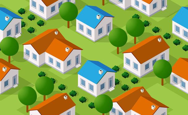 Isometric seamless pattern of countryside - Vector, Image