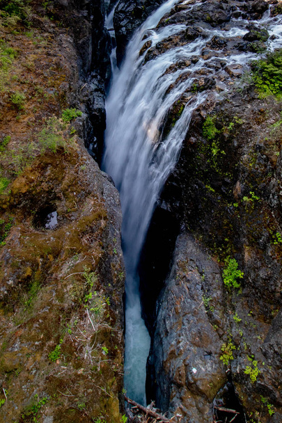 Bardzo blisko do akcji-Englishman River Falls, Vancouver Island, BC - Zdjęcie, obraz