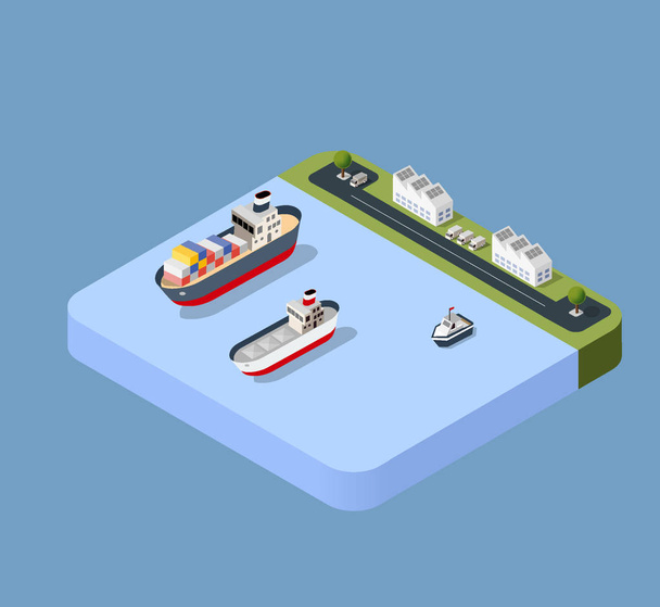 Port Cargo Ship transport - Vector, afbeelding