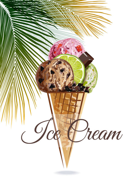 Affiche de crème glacée ensoleillée / design publicitaire. Image vectorielle
. - Vecteur, image