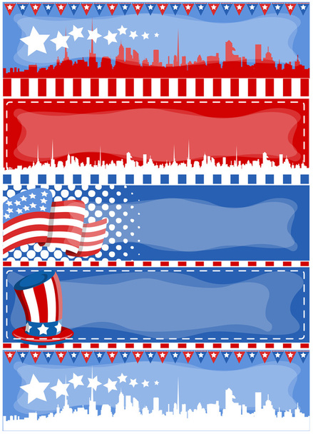 vektörel Banner vatansever Tema ve 4 Temmuz için - Vektör, Görsel