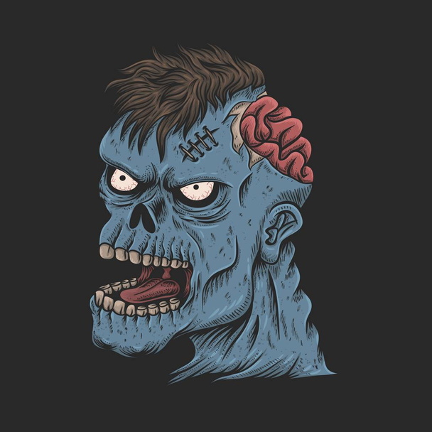 zombie cabeza vector ilustración - Vector, imagen