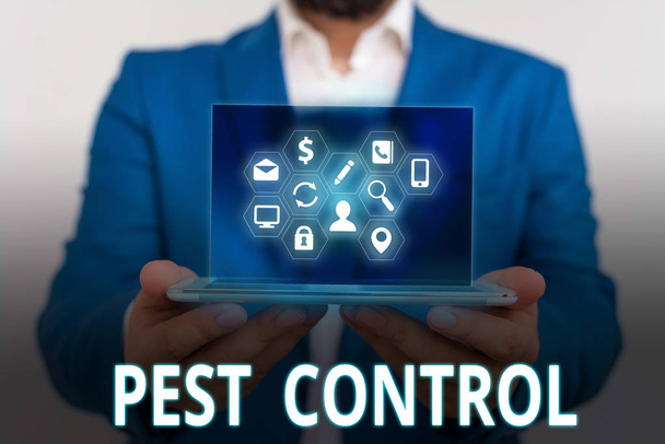 Conceptual hand writing showing Pest Control. Business photo text Killing destructive insects that attacks crops and livestock. - Photo, Image