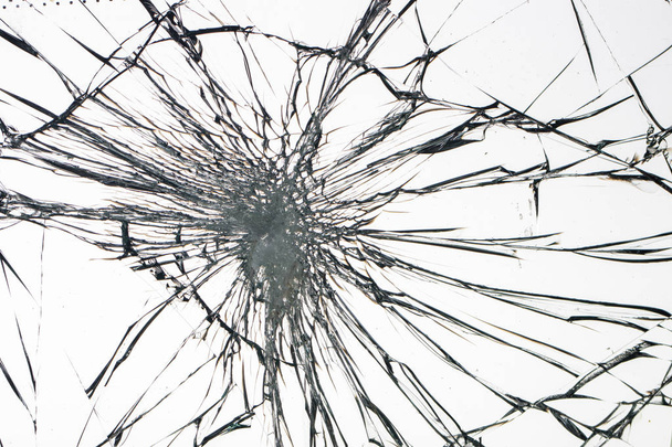 Разбитое стекло на белом фоне текстуры - Фото, изображение