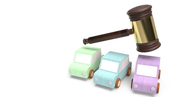 cars and hammer justice for Car auction concept 3d rendering - Photo, Image