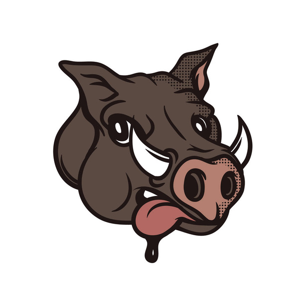 Çılgın yaban domuzu baş vektör tasarımı çizimi - Vektör, Görsel