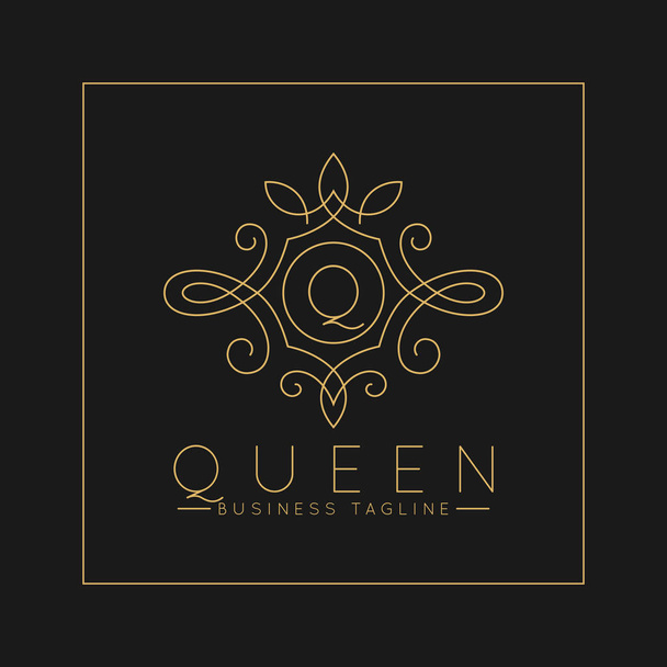 Роскошный логотип буквы Q с классическим художественным орнаментом
 - Фото, изображение